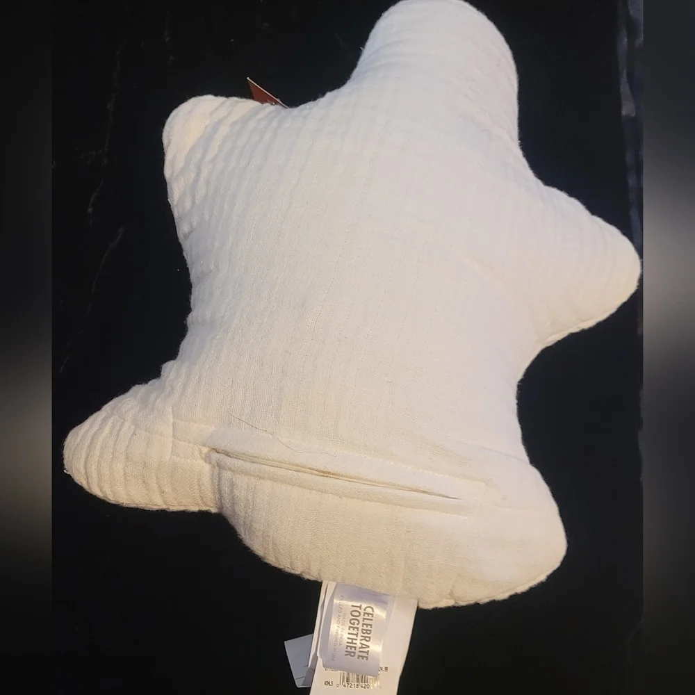 Celebrate Together Ghost-Shaped Cream Linen Medium Pillow With 100% Cotton Cover